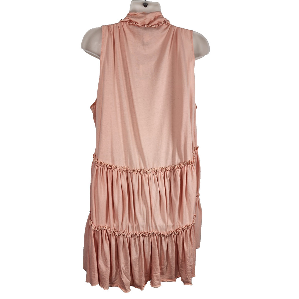 Cable & Gauge Women Peach Sleeveless Open Cardigan Vest Ruffle Cascading Size XL - Picture 2 of 12
